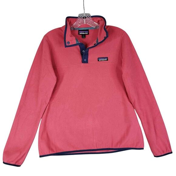 Patagonia Jacket Women’s Size Small S Pink Fleece Pullover Mock Neck Long Sleeve - Picture 2 of 11